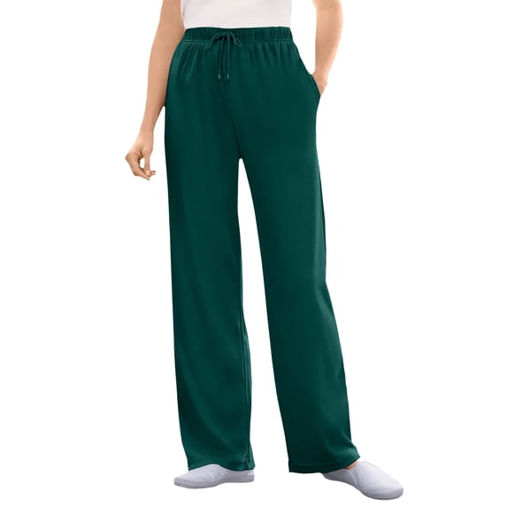 Woman Within Plus Size Sport Knit Straight Leg Elastic Pant
