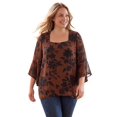 thumbnail image 1 of Woman Within Plus Size Square Neck ¾ Ruffle Sleeve Tulip Hem Tunic, 1 of 1