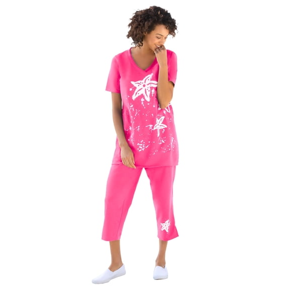 Woman Within Plus Size Starfish Tee And Capri Set