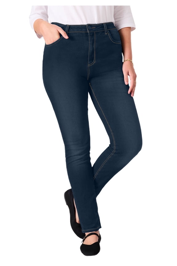 Plus Size Stretch Straight-Leg Clean Jeans