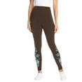 thumbnail image 1 of Woman Within Plus Size Petite Stretch-Cotton Knit Pull-On Embroidered Leggings, 1 of 6