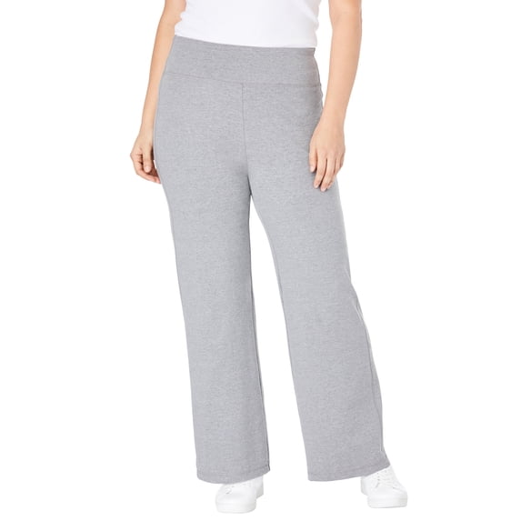 Woman Within Plus Size Stretch-Cotton Knit Pull-On Wide-Leg Leggings