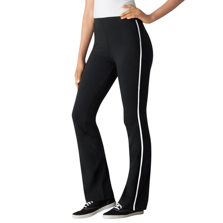 Woman Within Plus Size Stretch Cotton Side-stripe Bootcut Yoga Pant Pants 