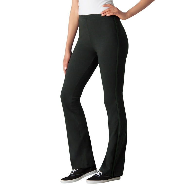Woman Within Plus Size Stretch Cotton Side-stripe Bootcut Yoga Pant