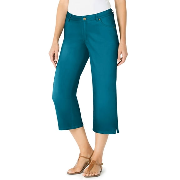Woman Within Plus Size Stretch Denim Five-Pocket Capri Jeans