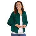 thumbnail image 1 of Woman Within Plus Size Stretch Denim Jacket Cropped Jean Jacket, 1 of 6