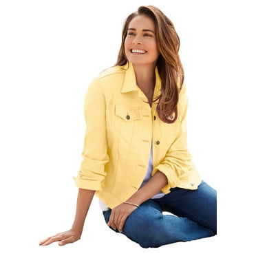 Woman Within Plus Size Stretch Denim Jacket Cropped Jean Jacket