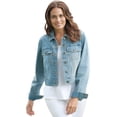 thumbnail image 1 of Woman Within Plus Size Stretch Denim Jacket Cropped Jean Jacket, 1 of 6