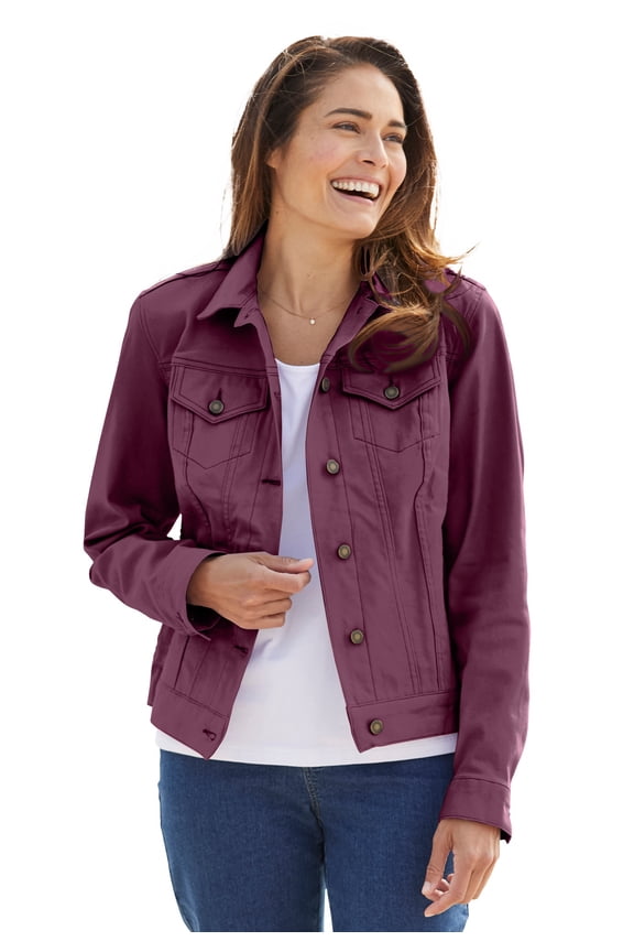 Plus Size Stretch Denim Jacket Cropped Jean Jacket