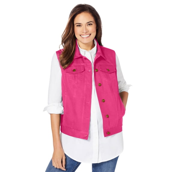 Woman Within Plus Size Stretch Denim Vest Jean Vest
