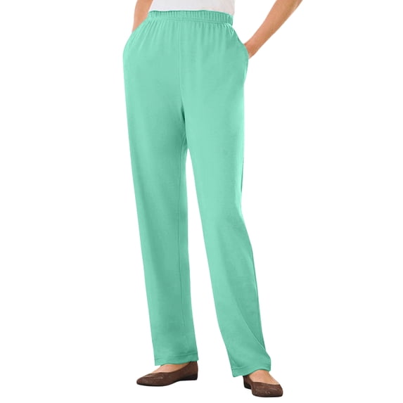 Woman Within Plus Size Tall 7-Day Straight-Leg Elastic-Waist Stretchy Knit Pant