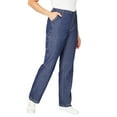 thumbnail image 1 of Woman Within Plus Size Tall Back-Elastic All-Cotton Denim Carpenter Jeans, 1 of 1