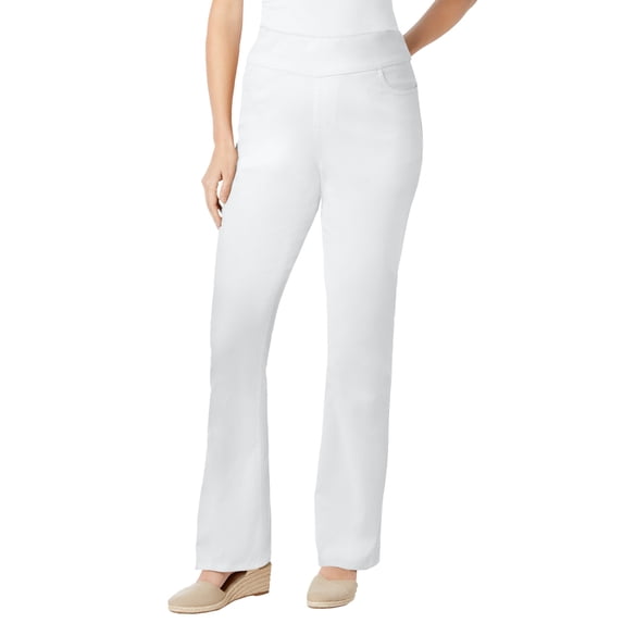 Woman Within Plus Size Tall Smooth Waist Pull-On Flex Fit Bootcut Denim Jeans
