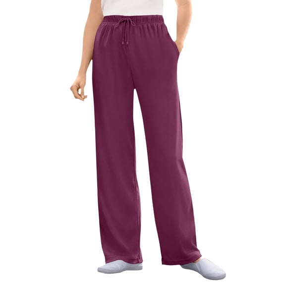 Woman Within Plus Size Tall Sport Knit Straight Leg Elastic Pant
