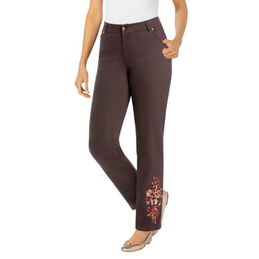Woman Within Plus Size Tall Straight-Leg Stretch Denim Five-Pocket Jeans