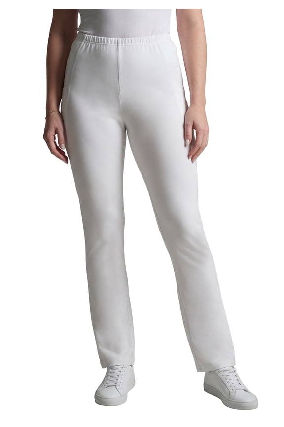 Plus Size Tall Stretch-Cotton Knit Pull-On Bootcut Pocket Leggings