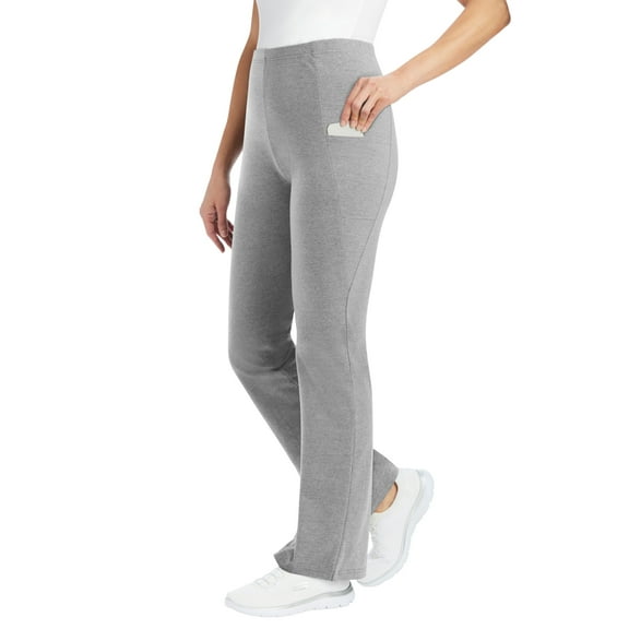 Woman Within Plus Size Tall Stretch-Cotton Knit Pull-On Bootcut Pocket Leggings