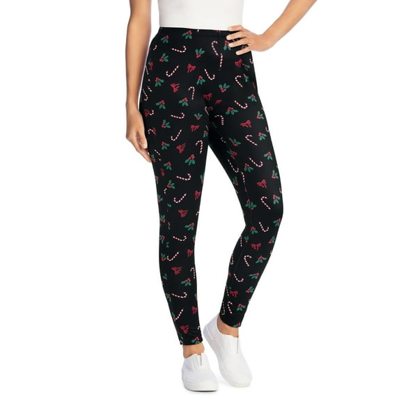 Woman Within Plus Size Tall Stretch-Cotton Knit Pull-On Printed Leggings