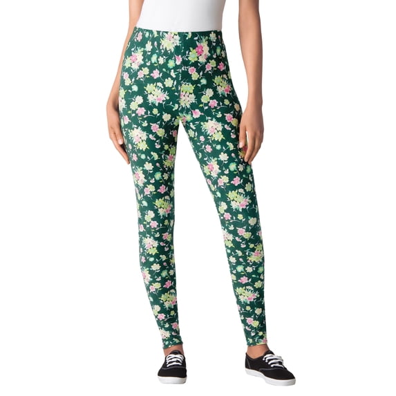 Woman Within Plus Size Tall Stretch-Cotton Knit Pull-On Printed Leggings