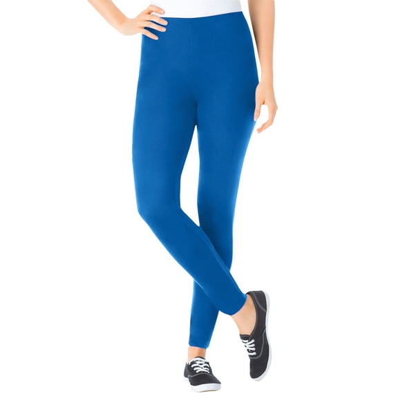 Woman Within Plus Size Tall Stretch-Cotton Knit Pull-On Leggings