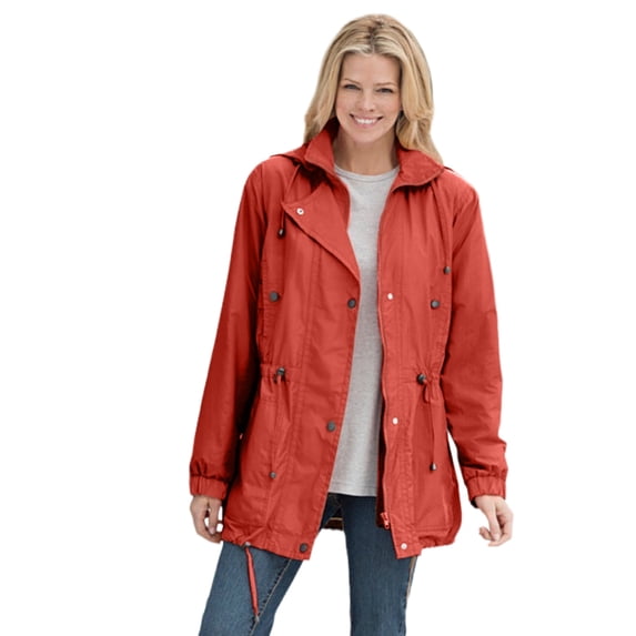 Woman Within Plus Size Taslon Anorak Jacket With Removable Fleece Lining