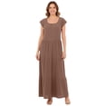 thumbnail image 1 of Woman Within Plus Size Texture Knit Tiered Flutter Sleeve Maxi Dress, 1 of 3