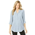 thumbnail image 1 of Woman Within Plus Size Textured Gauze Tunic With Shawl Collar, 1 of 6