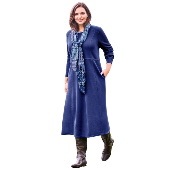 Woman Within Plus Size Petite Thermal Knit A-Line Dress