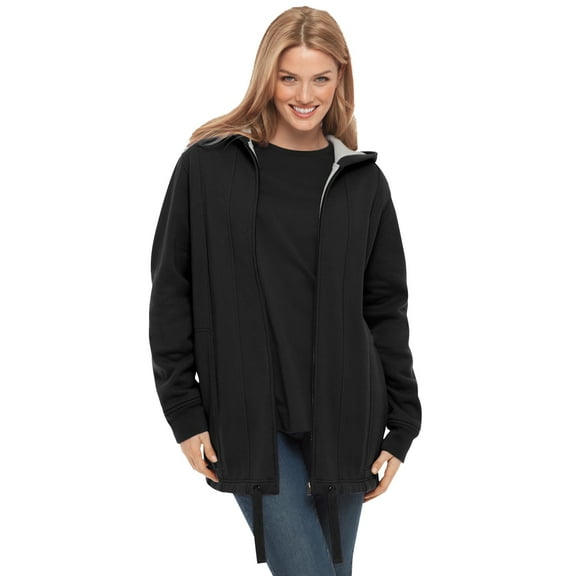Woman Within Plus Size Thermal Waffle Lined Fleece Hoodie Oversized