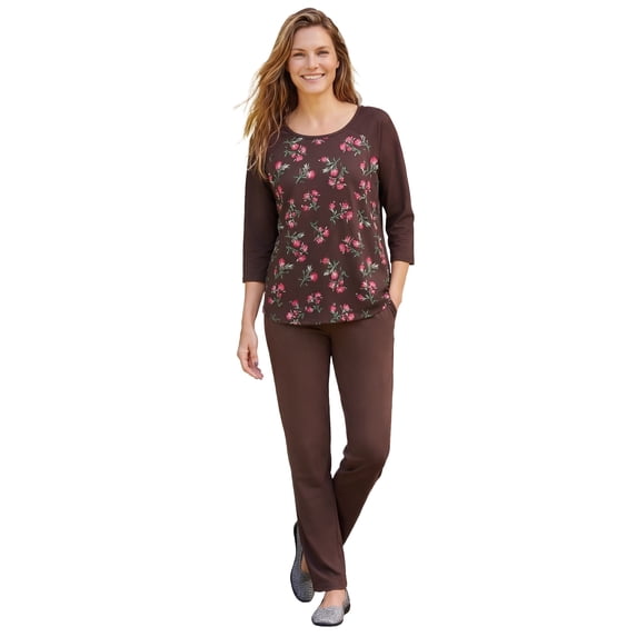 Woman Within Plus Size Three-Quarter Sleeve Baseball Tee