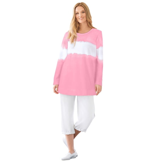 Woman Within Plus Size Tie-Dyed Knit Sweatshirt Tunic