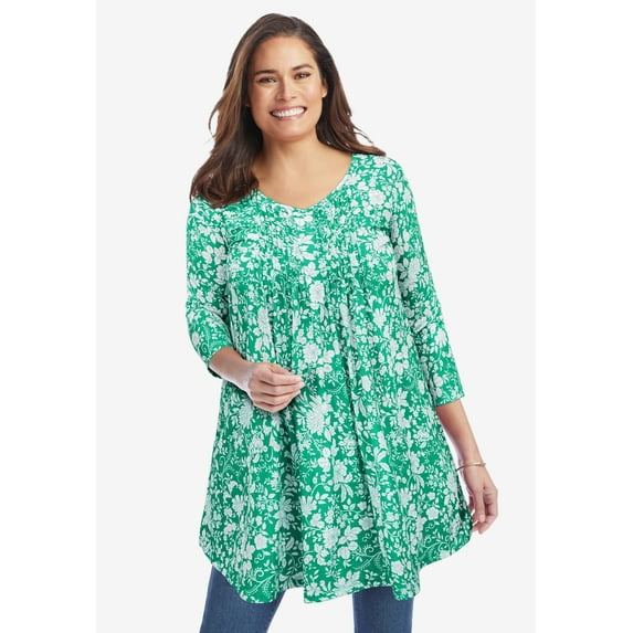 Woman Within Plus Size V-Neck Pintucked Tunic