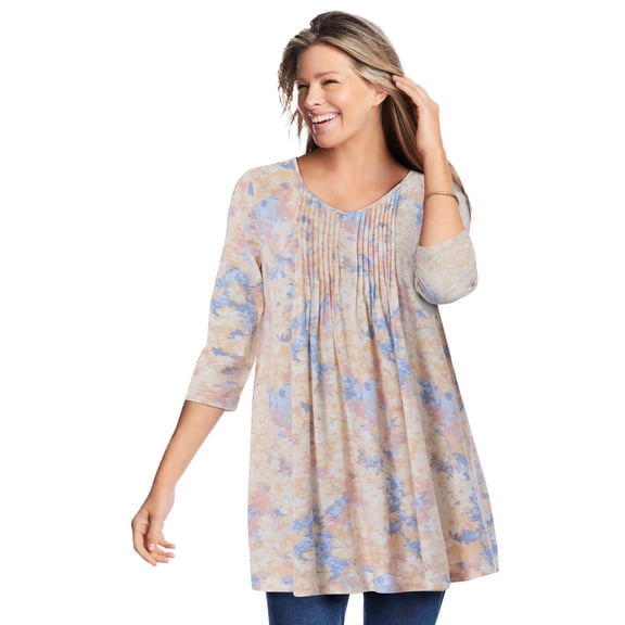 Woman Within Plus Size V-Neck Pintucked Tunic