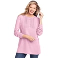 thumbnail image 1 of Woman Within Plus Size Waffle Thermal Lace Bib Henley Tee, 1 of 4