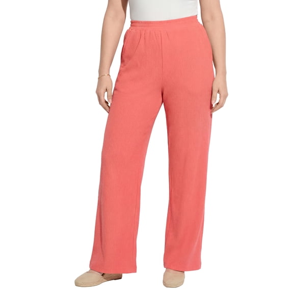 Woman Within Plus Size Wide-Leg Texture Knit Pant