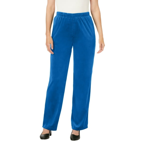 Woman Within Plus Size Wide-Leg Velour Pant