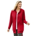 thumbnail image 1 of Woman Within Plus Size Zip Front Hoodie Jacket Long Oversized Fleece Jacket, 1 of 6