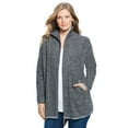 Woman Within Plus Size ZipFront Microfleece Jacket Long Oversized