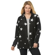 Woman Within Plus Size Zip-Front Microfleece Jacket Long Oversized Fleece