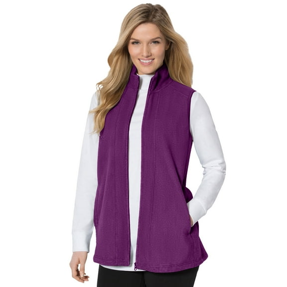 Woman Within Plus Size Zip-Front Microfleece Vest Long Fleece Vest