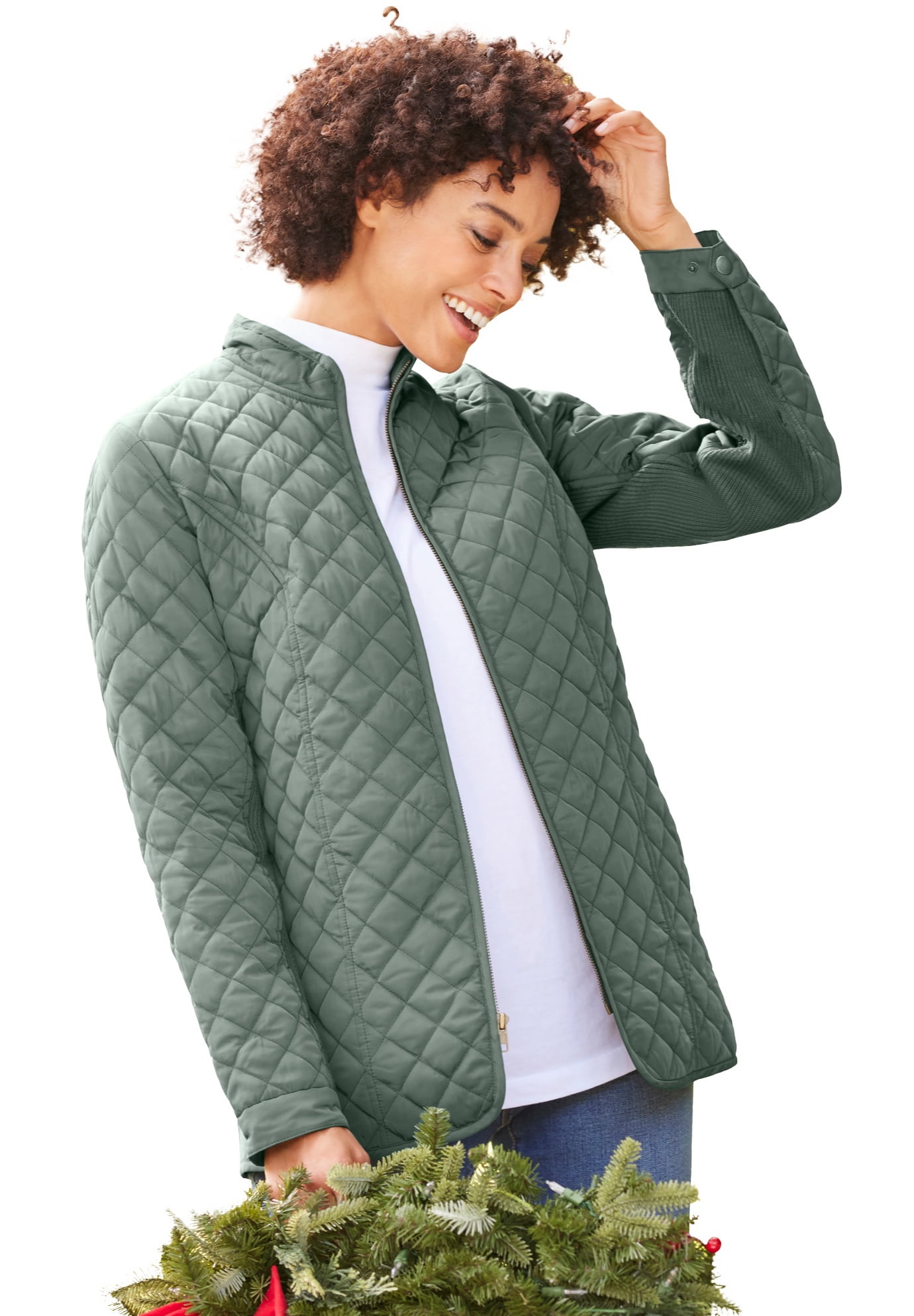 Plus-size Lightweight Slim-fit Mid-length Cotton Jacket