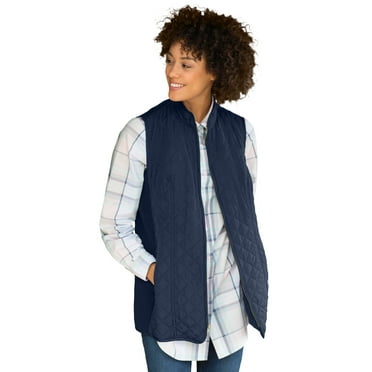 Woman Within Plus Size Zip-Front Quilted Vest Long Lightweight Gilet