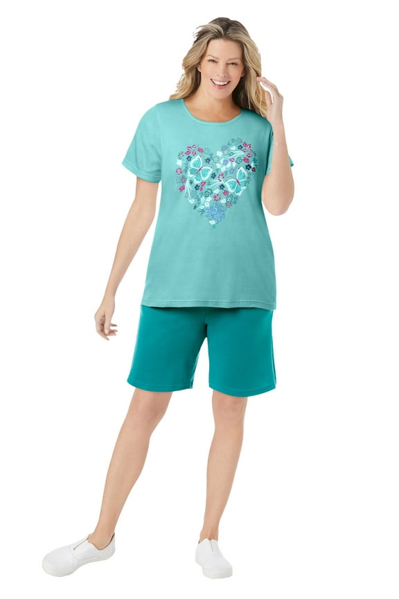 Plus Size 2-Piece Knit Tee And Short Set