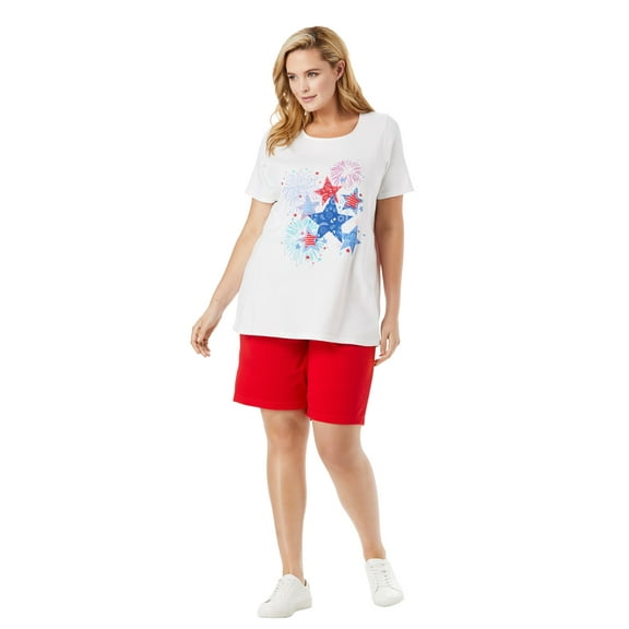 Woman Within Plus Size 2-Piece Knit Tee And Short Set