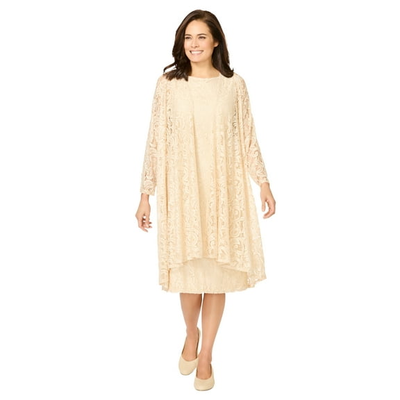 Woman Within Plus Size 2 Piece Lace Jacket Dress