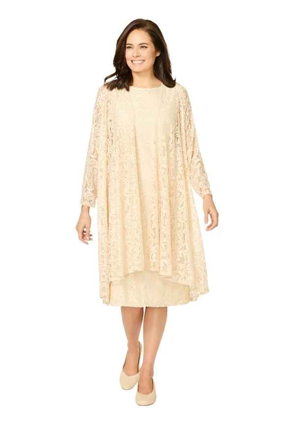 Plus Size 2 Piece Lace Jacket Dress