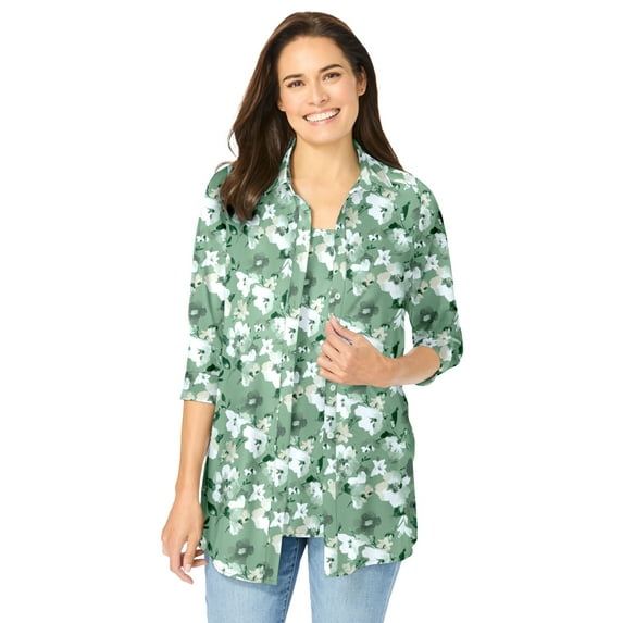 Woman Within Plus Size 2-Piece Shirt And Tank