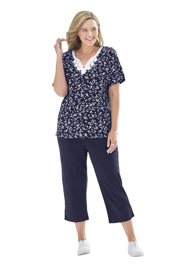 Plus Size 2-Piece Tunic And Capri Set