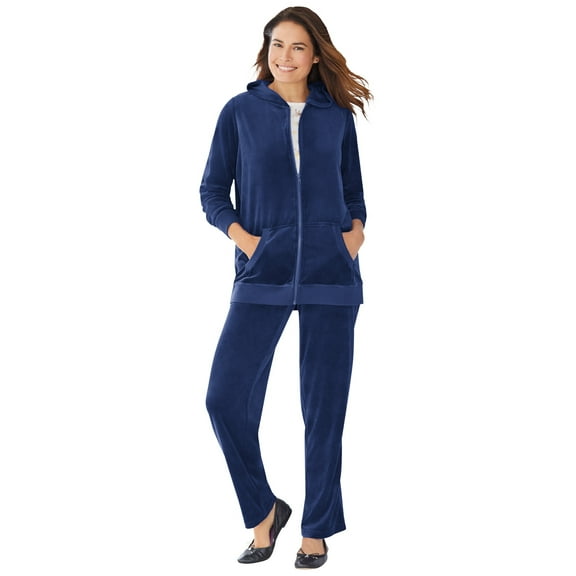 Woman Within Plus Size 2-Piece Velour Hoodie Set