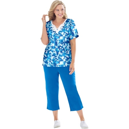 Woman Within Plus Size Petite 2-Piece Velour Hoodie Set